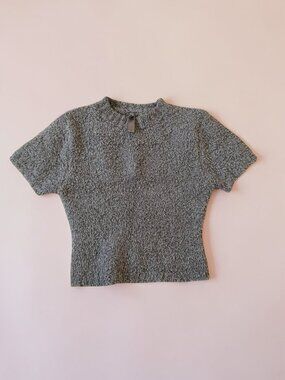 SKIMS Gray Fuzzy Short Sleeve Crop Top Size S/M NEW NWT